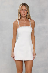Signature Glow Satin Mini Dress White