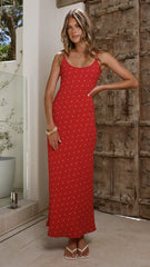 Shania Maxi Dress - Red Floral
