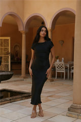 Siren Melody Satin Maxi Dress Black