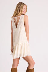 Romy Cream Lace Tiered Shift Mini Dress