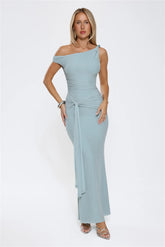 Want The Best Off Shoulder Maxi Dress Blue