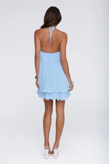 The Daisy Hour Halter Pleated Mini Dress Blue