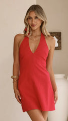 Wenona Halter Neck Mini Dress - Red