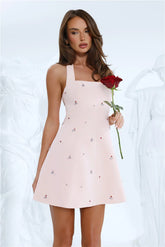 Sparkle Pop Halter Mini Dress Pink