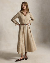 Striped Cotton Paneled Shirtdress