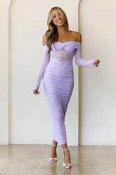Raegan Mesh Midi Dress Lilac