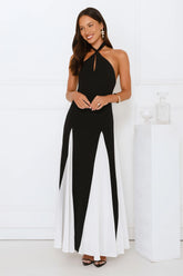 Starry Soirée Halter Maxi Dress Black
