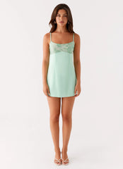 Zion Beaded Micro Mini Dress - Sage