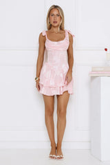 Sweetheart Textured Cowl Neck Mini Dress Pink