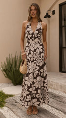 Solange Maxi Dress - Chocolate Floral