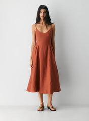 V-neck linen maxi dress