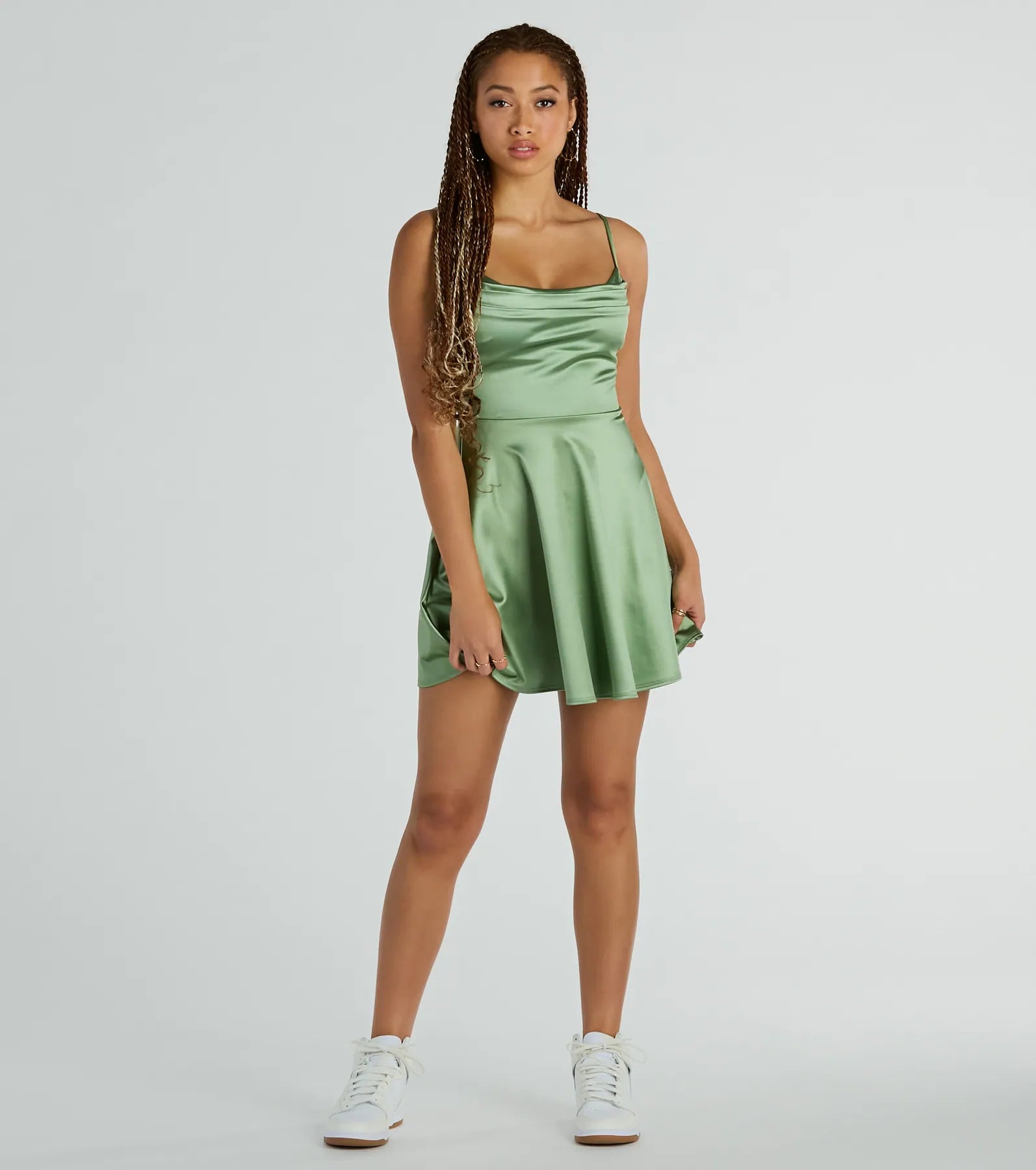 Silky Chic Satin Skater Dress