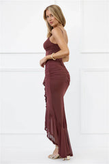 Shimmer In The Dark Mesh Maxi Dress Brown