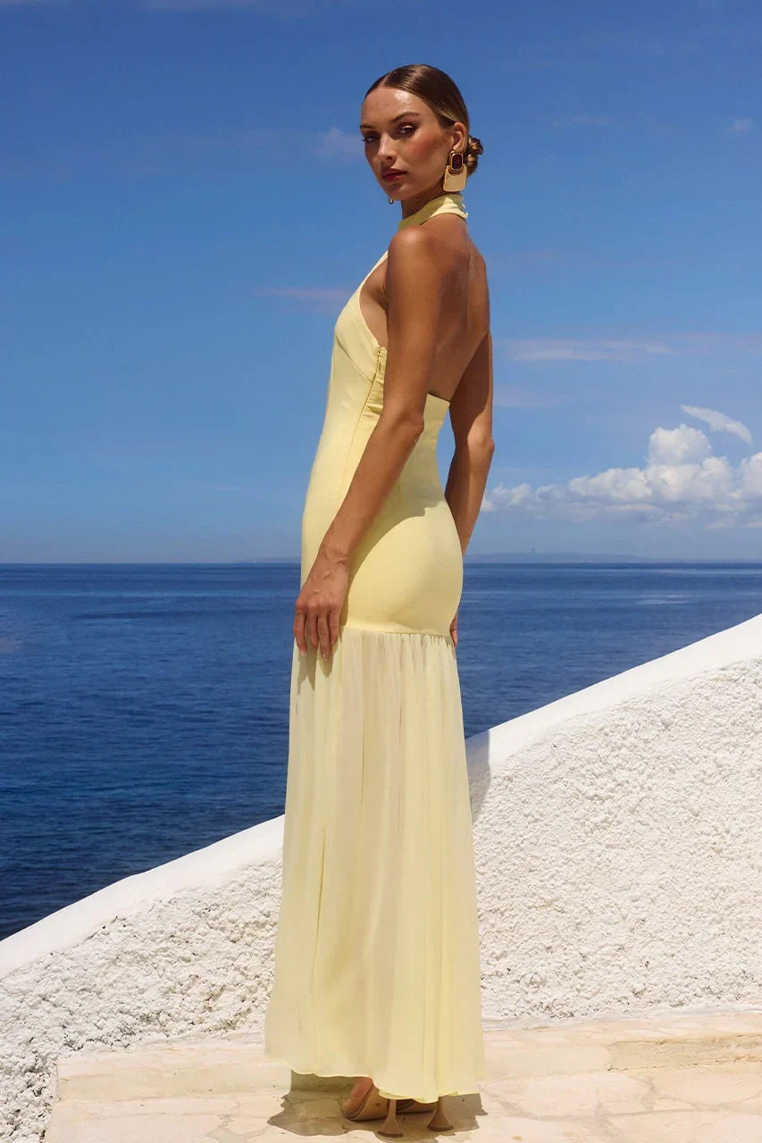 Yazmin Halter Maxi Dress - Butter