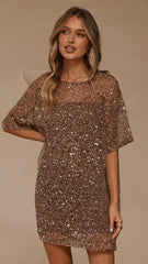 Zanthe Sequin Mini Dress - Mocha