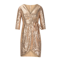Sequin Dress Solid Color V Neck Sparkly Glitter Spaghetti Strap Sleeveless Short Party Night Out Club Fashion Dres
