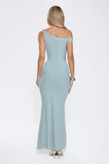 Want The Best Off Shoulder Maxi Dress Blue